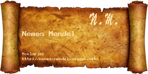 Nemes Mendel névjegykártya